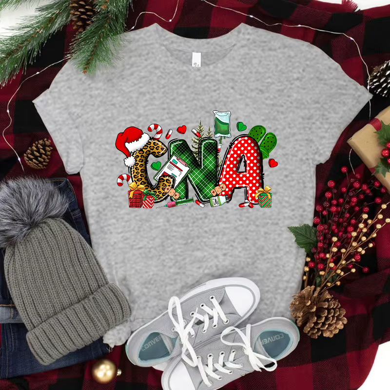 Économie College Cna de Noël pour femmes, t-shirts à manches courtes, t-shirts décontractés, mode es