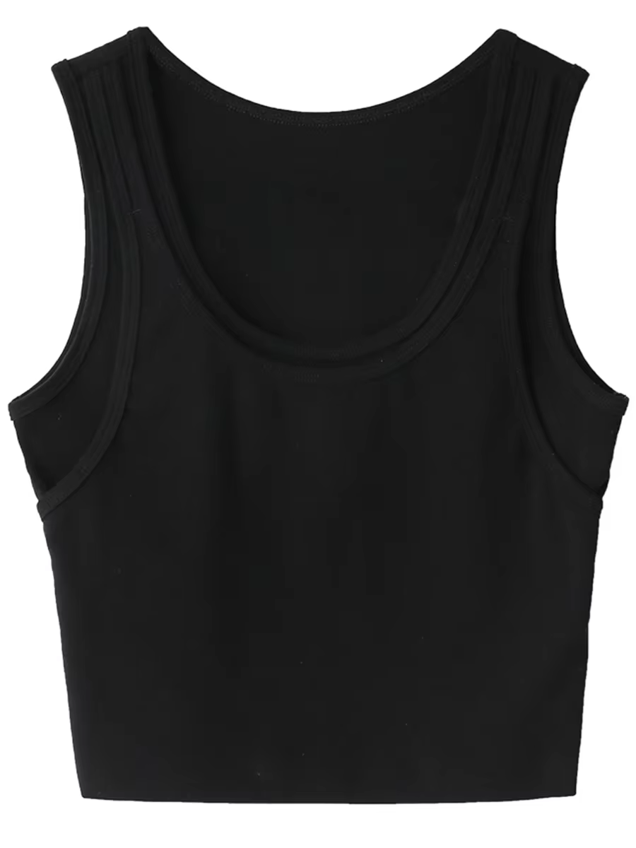 CHIC VEN Débardeur femme Camisole Design Solide Coupe Slim Court Col en U Bretelles Gilet Récolte Ha