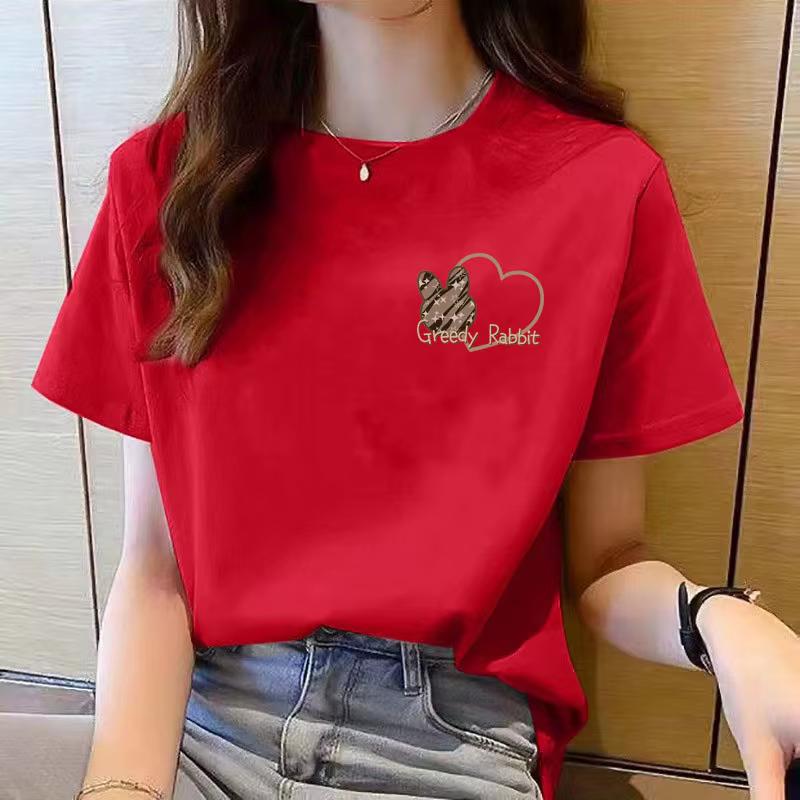 T-shirt à manches courtes pour femmes, col rond, mode coréenne, dessin animé, nouveau