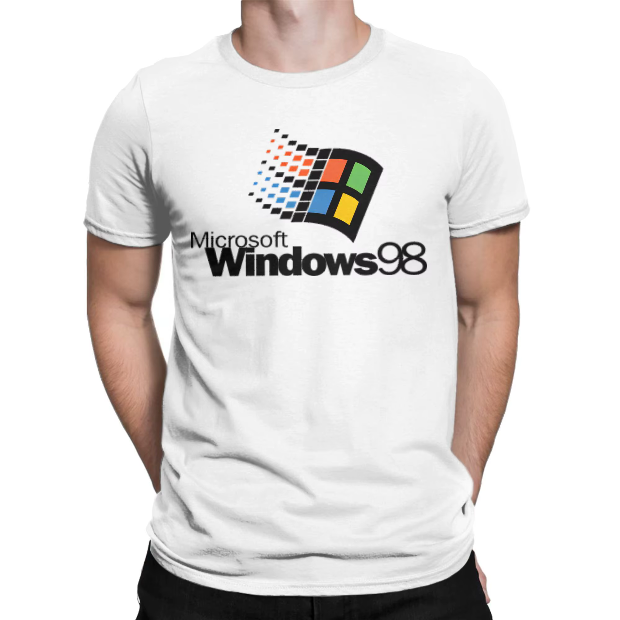Hommes Windows 98 empilé logo t-shirts coton vêtements nouveauté à manches courtes col rond t-shirts