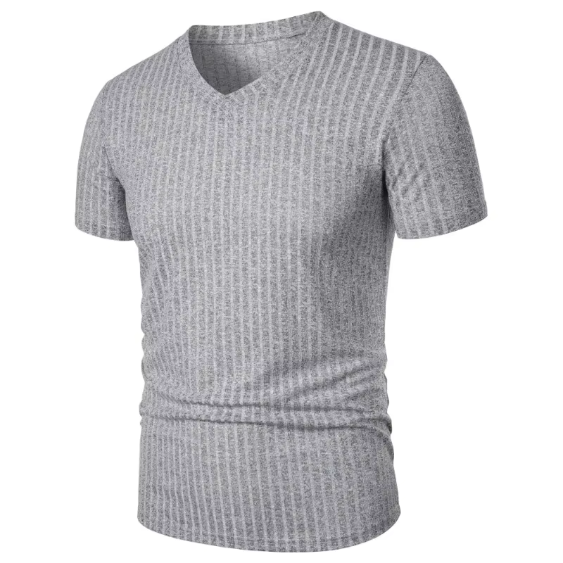 T-shirts musculaires à manches courtes pour hommes, col en V extensible, musculation, Streetwear lég