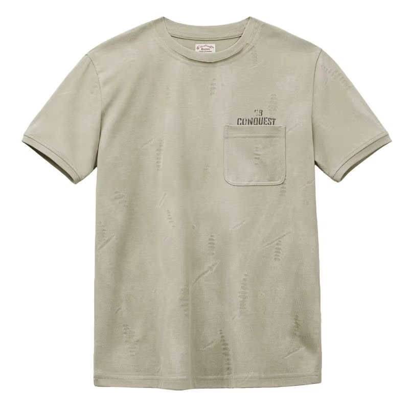 T-shirt de travail pour homme Maden, col rond, manches courtes, imprimé lettres, poche carrée, décon