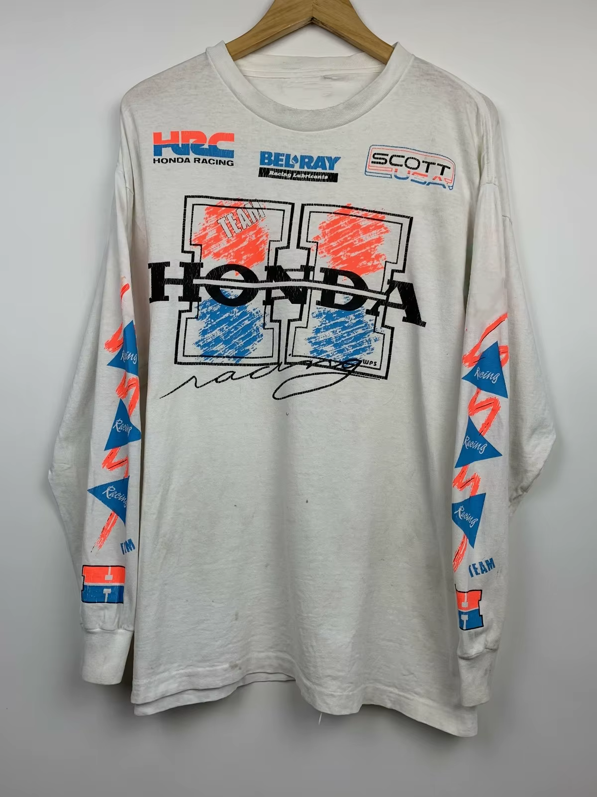 T-shirt à manches longues décontracté style rétro Hip Hop de l'équipe Honda Racing, vêtement de spor
