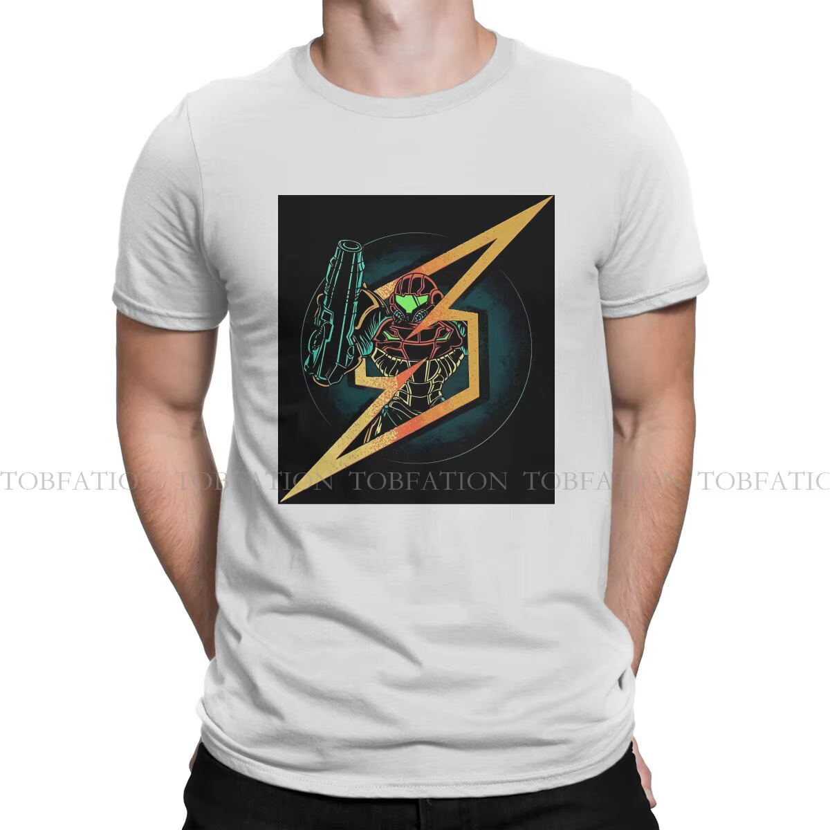 T-shirt à Manches Courtes pour Homme, Vêtement Cool et Décontracté, Impression du Jeu Super Metroid,