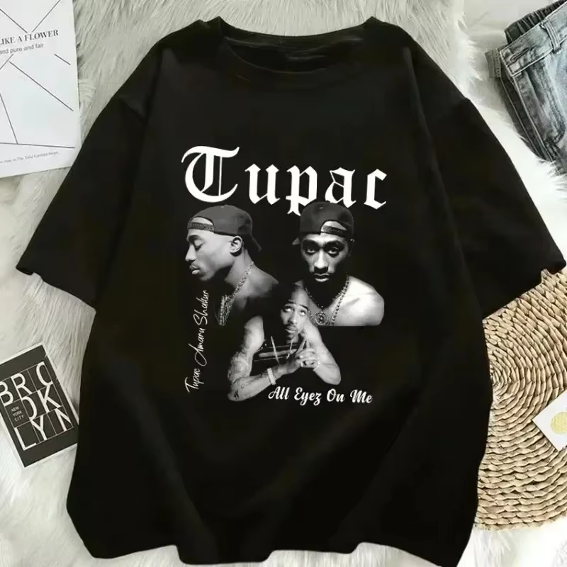 T-shirt enfant mode été 2026 Rapper Tupac Top Hip Hop Streetwear Oversize Manches Courtes T-shirts H