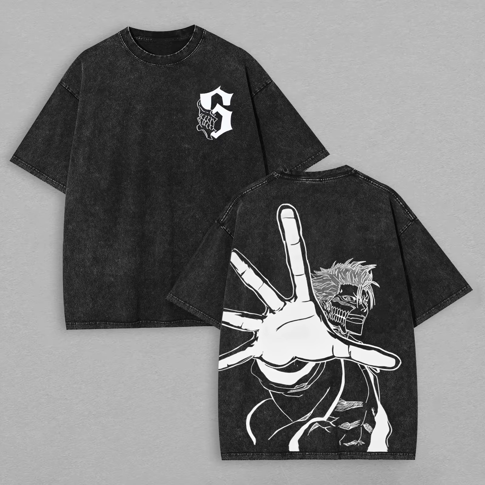 T-shirt unisexe Y2K de haute qualité, doux, à manches courtes, style délavé, inspiré de l'anime Blea