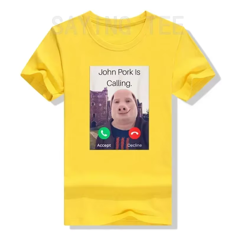 John Pork appelle réponse appel téléphone femmes T-Shirt Humor drôle cochon amant graphique T-Shirt