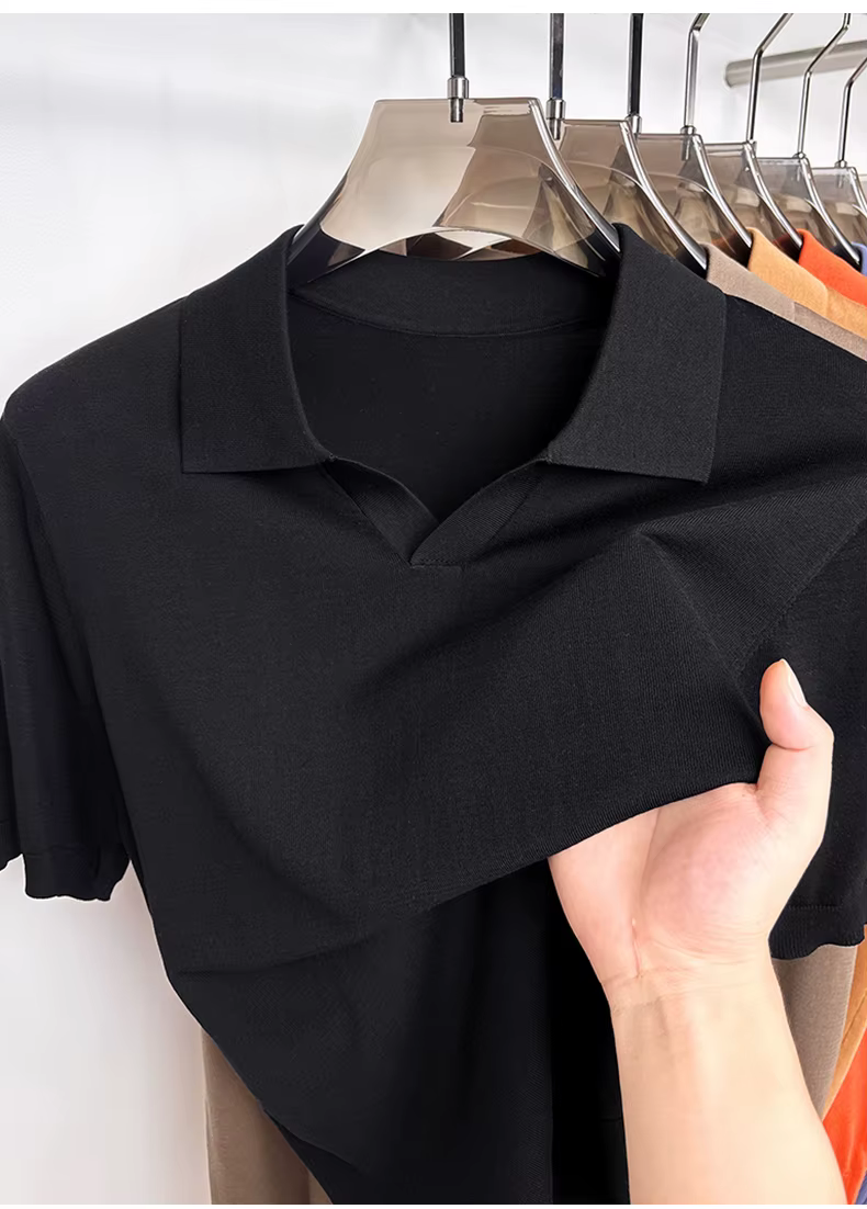 Polo en tricot Lyocell pour homme – Collection été 2026 – Tissu fin, respirant et doux en coton et s