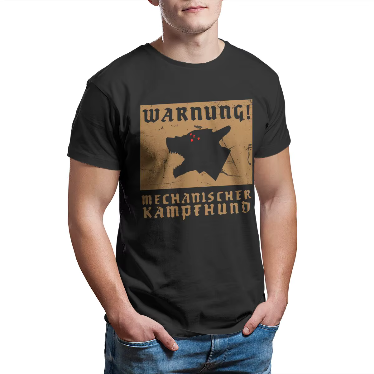 T-shirt unisexe en coton vintage pour hommes, vêtements de grande taille, Mechanischer Wolfenstein, 