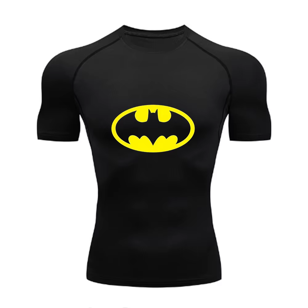 T-shirt moulant pour hommes avec imprimé chauve-souris, T-shirt de sport respirant à séchage rapide,