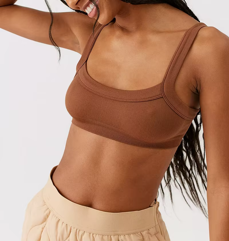 Haut tubulaire en coton tricoté pour femmes, extensible, côtelé, sans manches, Streetwear, Slim, bla