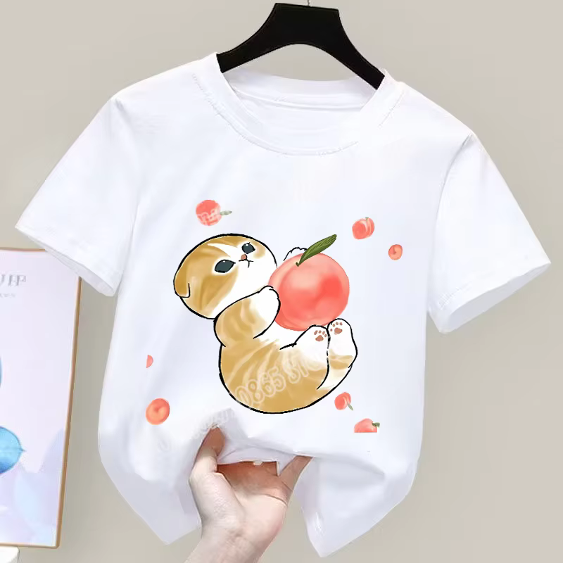 Mofusand T-Shirt Kawaii dessin animé imprimé vêtements Sport décontracté hauts basiques garçons fill