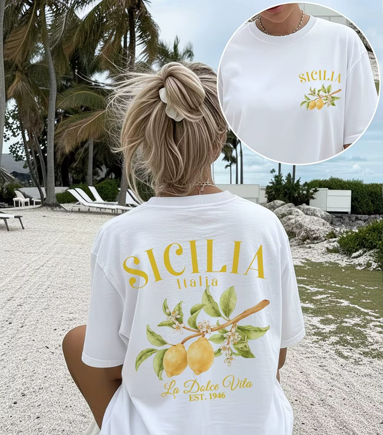 T-shirt imprimé citron La Dolce Vita, tendance, ambiance italienne, hauts d'été pour femmes, esthéti