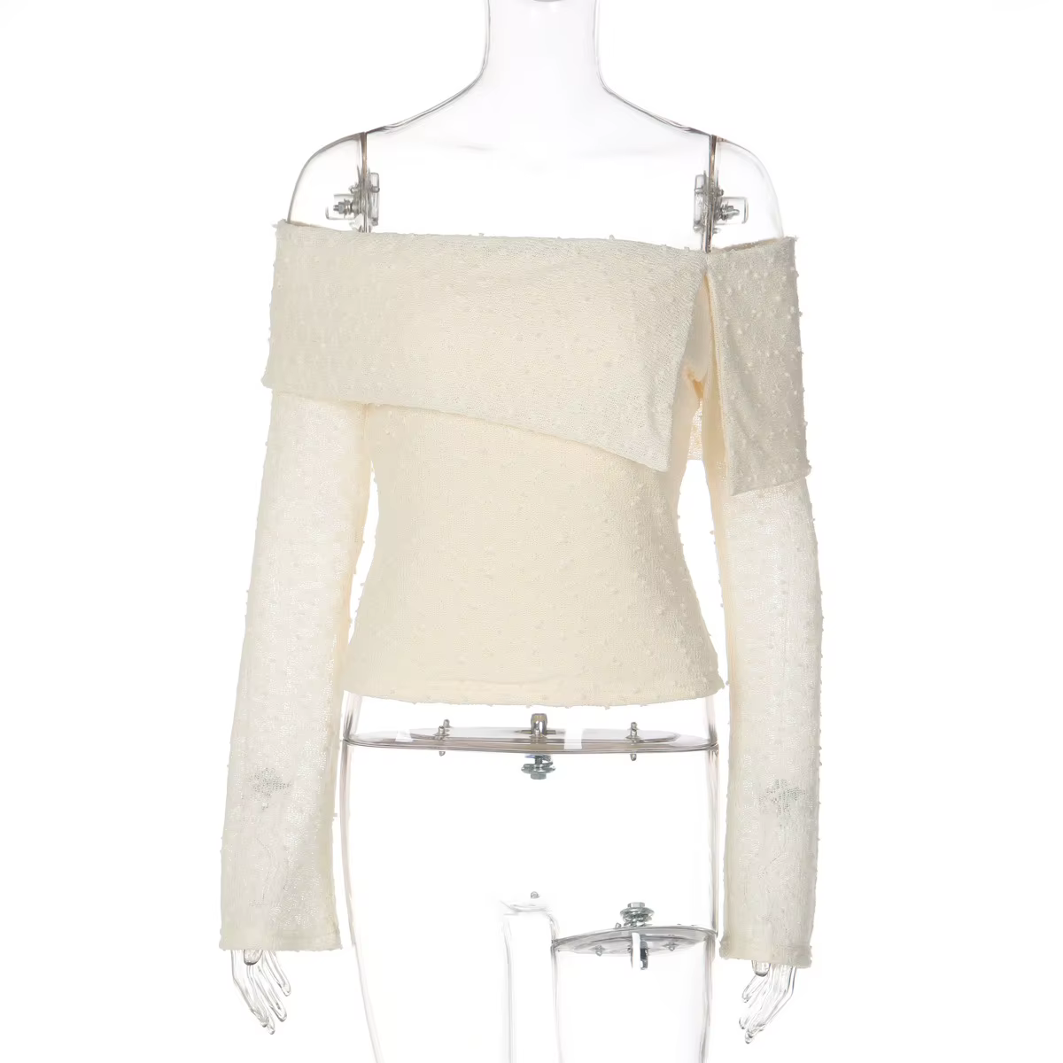 T-shirt asymétrique à manches longues et coupe trompette pour femme, nouveau style printemps, design