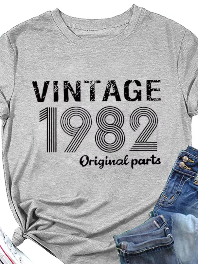 Vintage 1982 Original impression femmes t-shirt à manches courtes col rond lâche femmes t-shirt dame