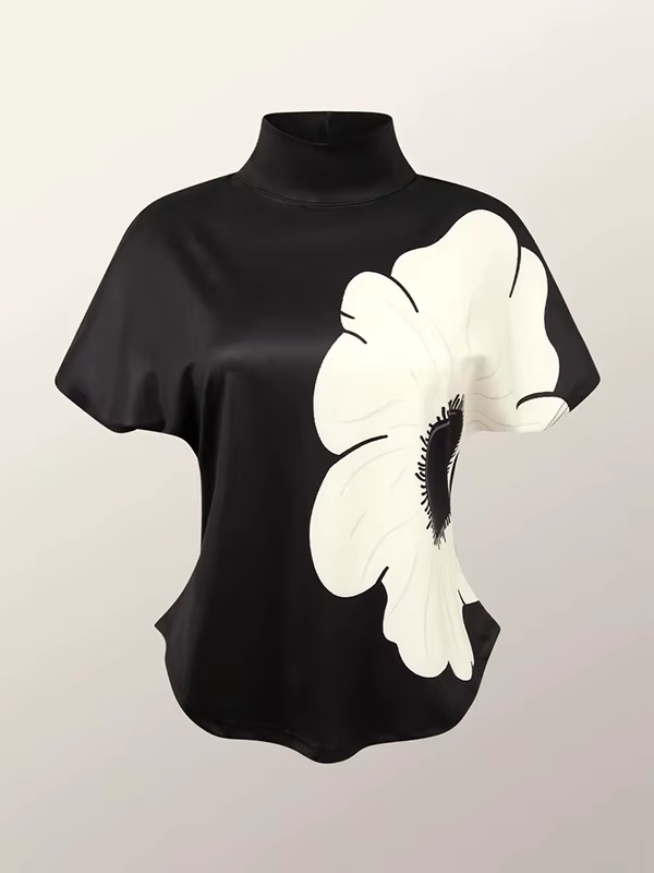 Yeezzi 2024 nouveautés été manches courtes imprimé fleuri bases T-Shirt femmes mode coupe ajustée co