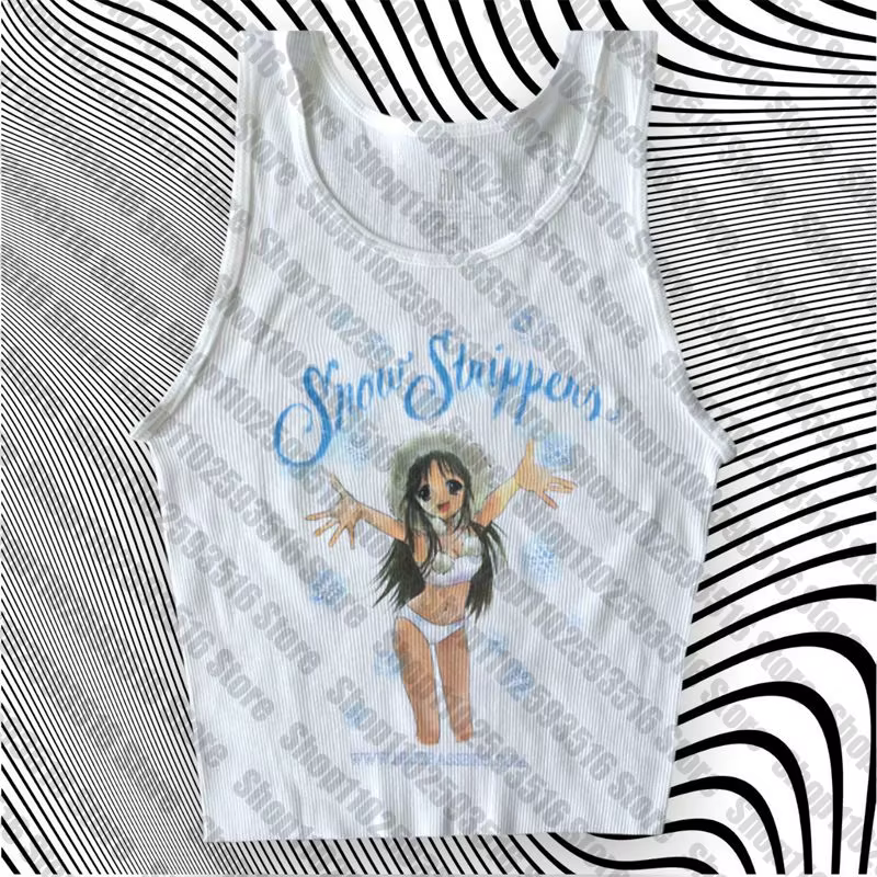 Anime vêtements femme 2024 t-shir t-shirt pour femmes 90s vêtements Vintage haut court femmes Goth 2