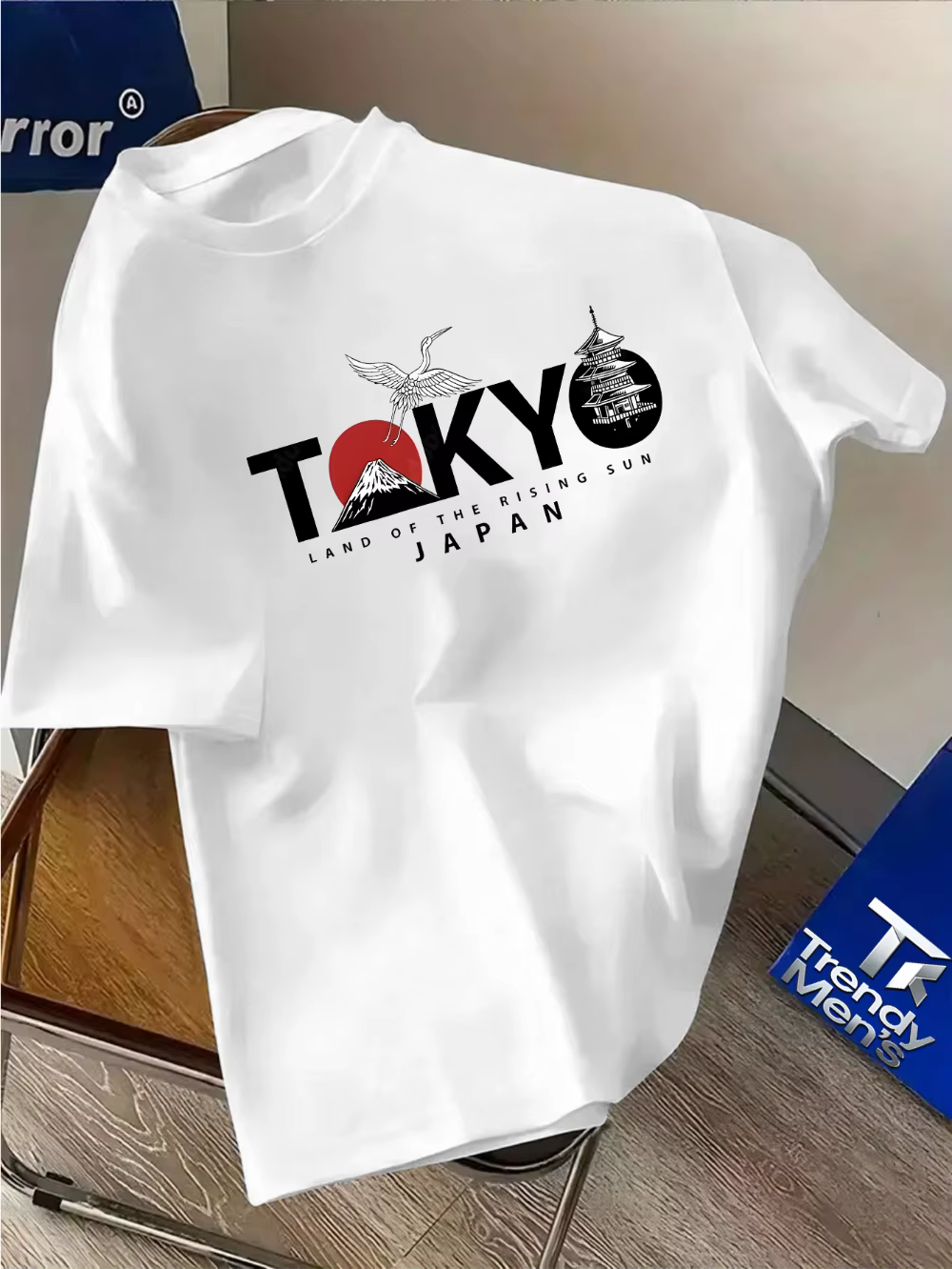 T-shirts graphiques pour hommes, sur le thème de Tokyo, avec un motif de lever de soleil et d'arche 