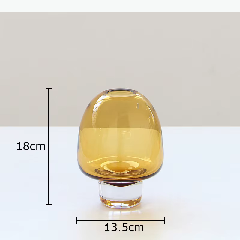 Vase en verre transparent couleur ambre, pots ronds pour fleurs, décoration de table, arrangement fl