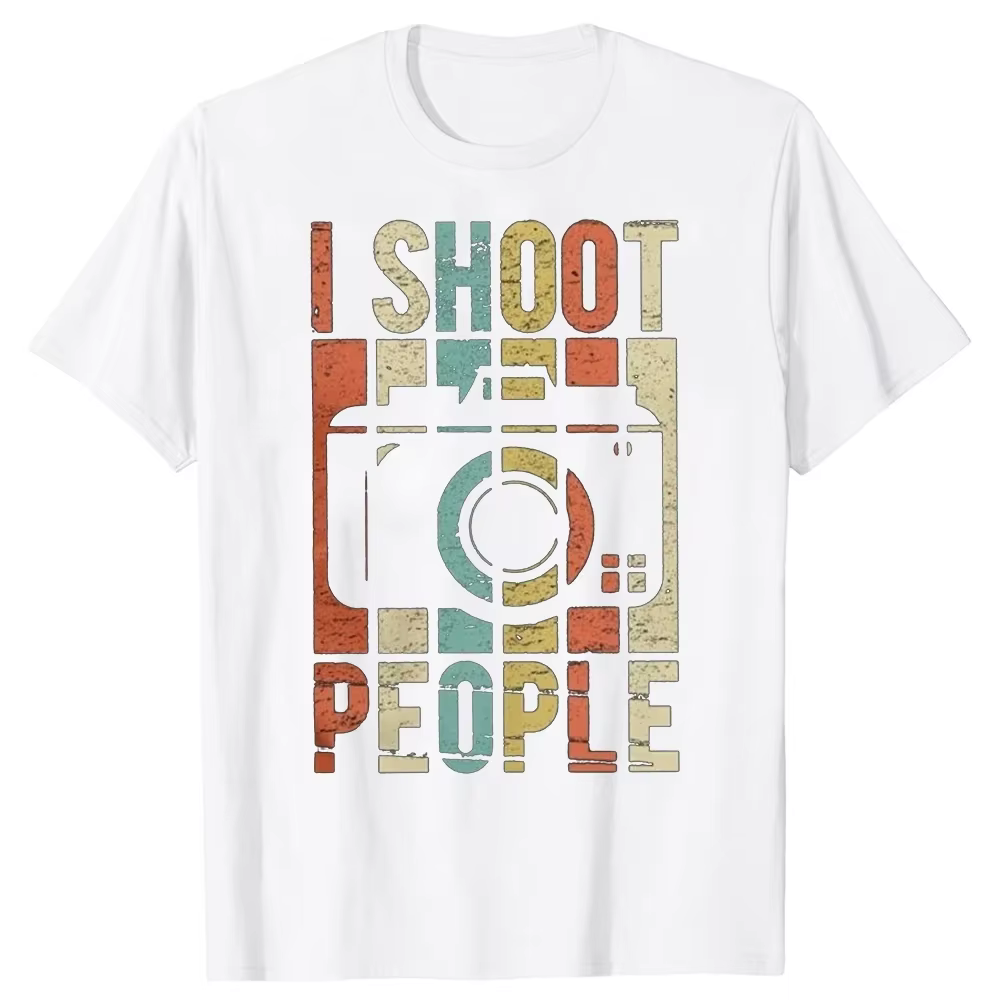 Imprimé hommes coton à manches courtes T-Shirt Vintage j'ai tirer les gens photographe T-Shirt homme