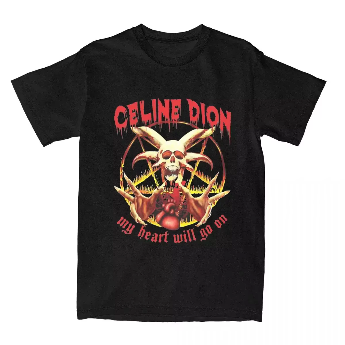 Céline Dion mon coeur sera sur métal t-shirt été t-shirts coton Harajuku t-shirt pour hommes à manch