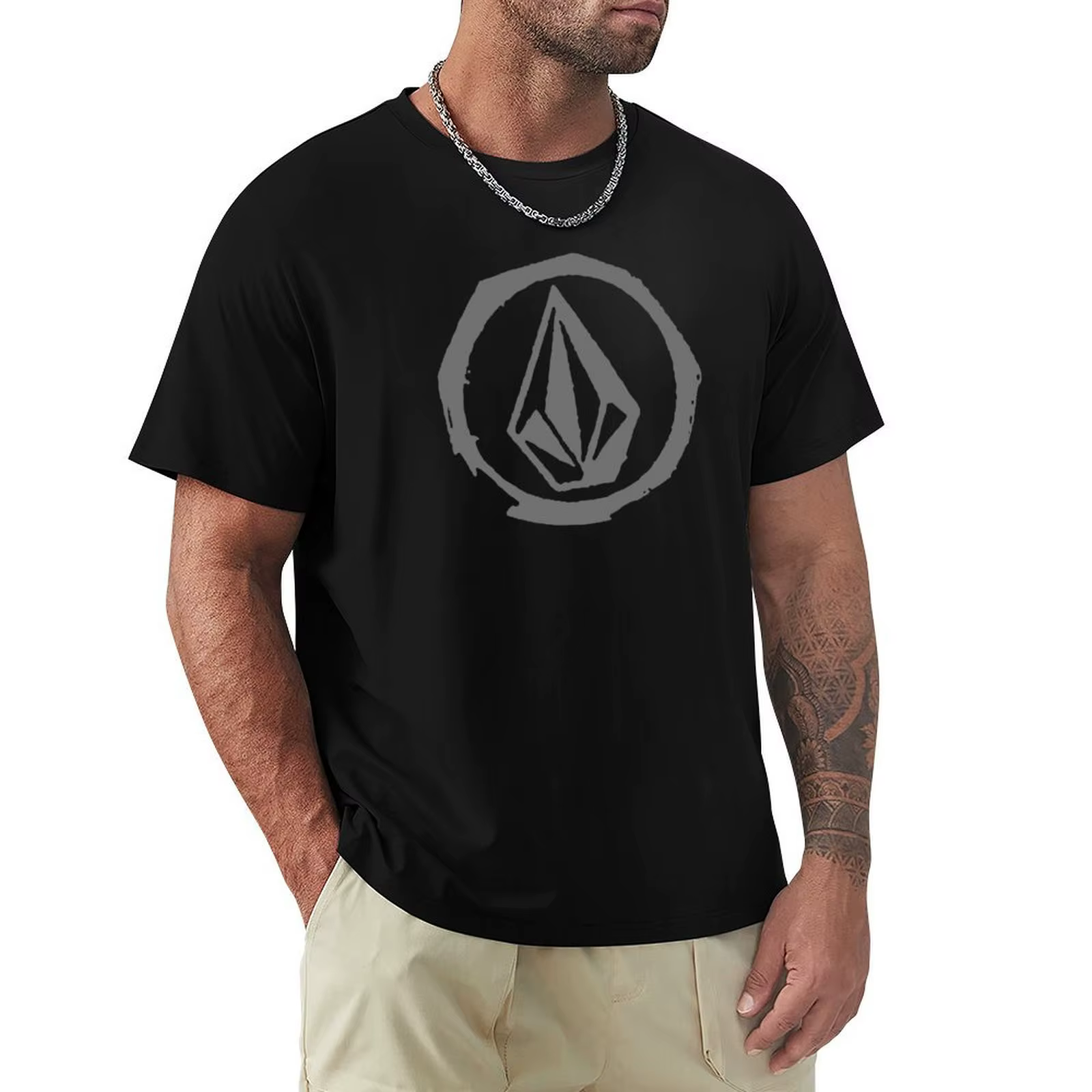 T-shirt graphique avec logo Silver Diamond pour hommes, surdimensionné, séchage rapide, vêtements es