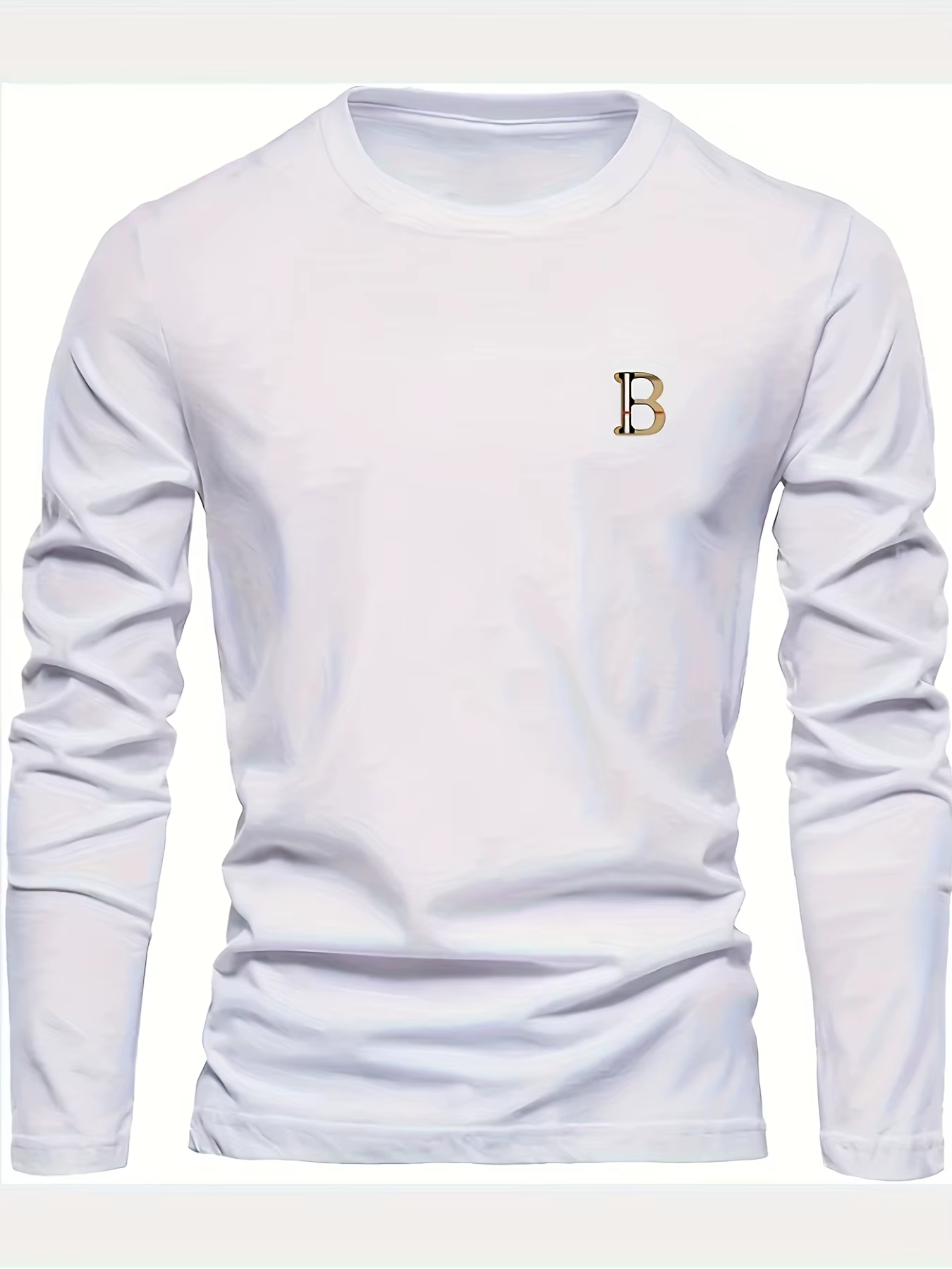 T-shirt à manches longues pour homme, 100% coton pur, ample et tendance, imprimé avec un motif de le