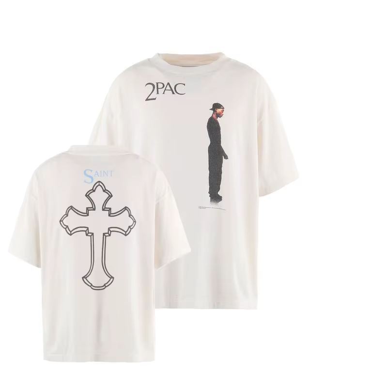 SAINT 2SS × 2PAC Joint T-shirt décontracté à manches courtes été hommes et femmes pur coton haute ru