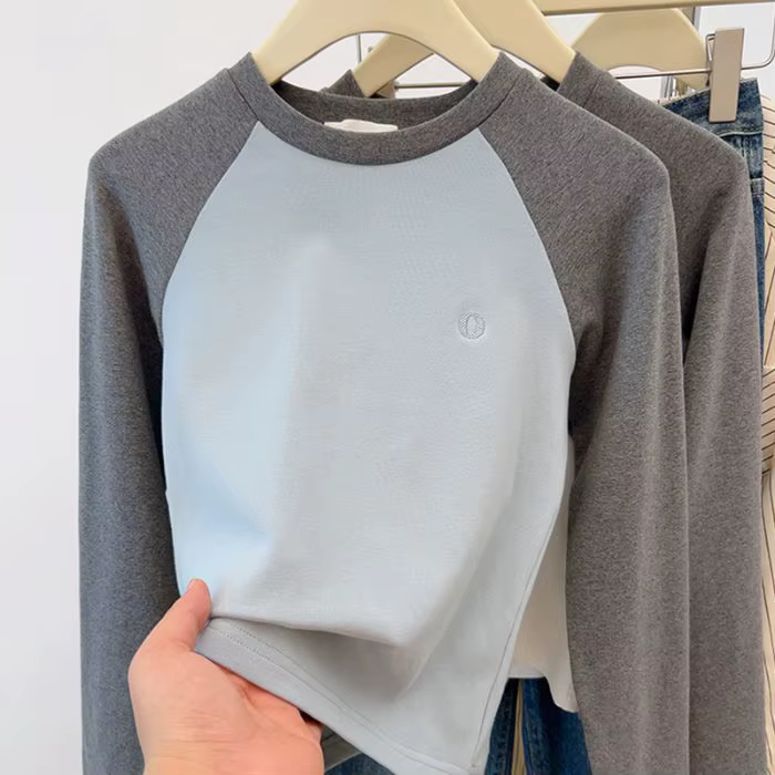 T-shirt à manches longues pour femmes, Vintage, épaules dénudées, col rond, Slim Fit, hauts automne 