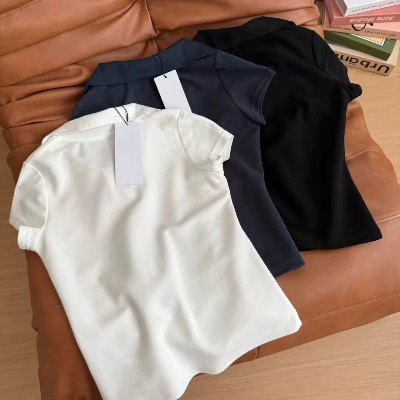 T-shirt Polo Femme A10 à Col Revers Manches Courtes Coupe Slim Amincissante pour le Tennis et le Yog