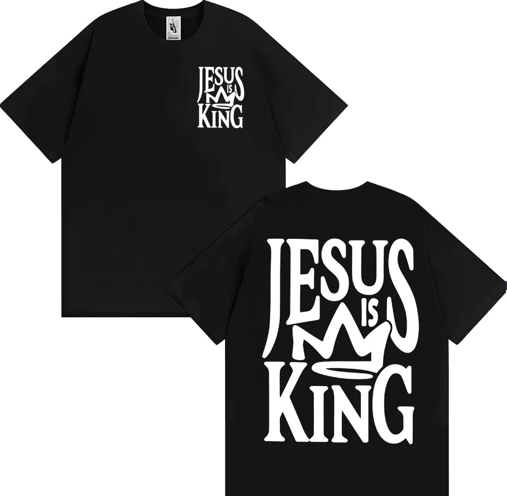T-shirts imprimés vintage chrétiens « Jésus est roi » pour hommes et femmes, t-shirt vintage gothiqu