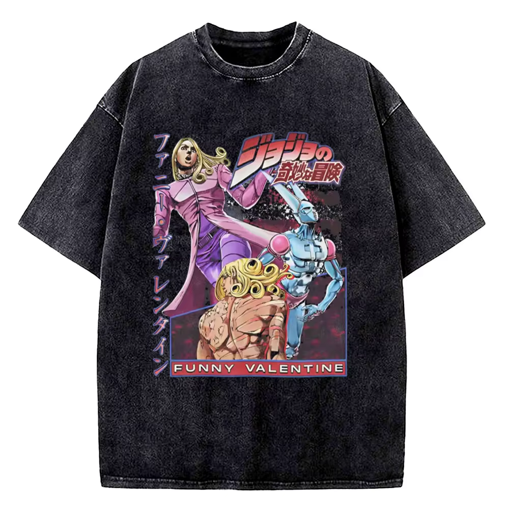 T-shirt graphique JoJo's Bizarre Adventure Johnny Joestar pour hommes, t-shirts vintage en coton lav