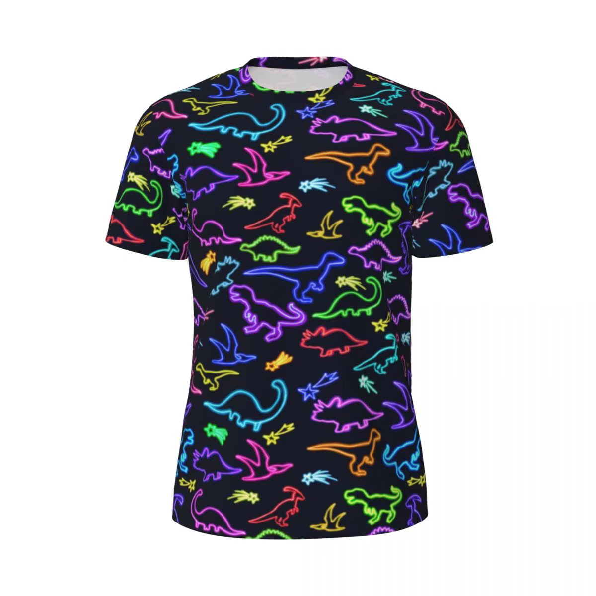 T-shirt de sport pour hommes, couleurs arc-en-ciel, imprimé dinosaures mignons, séchage rapide, nouv