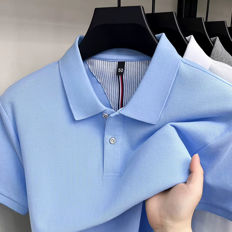 100% coton de luxe chemise polo à manches courtes pour hommes nouveau classique simple couleur solid