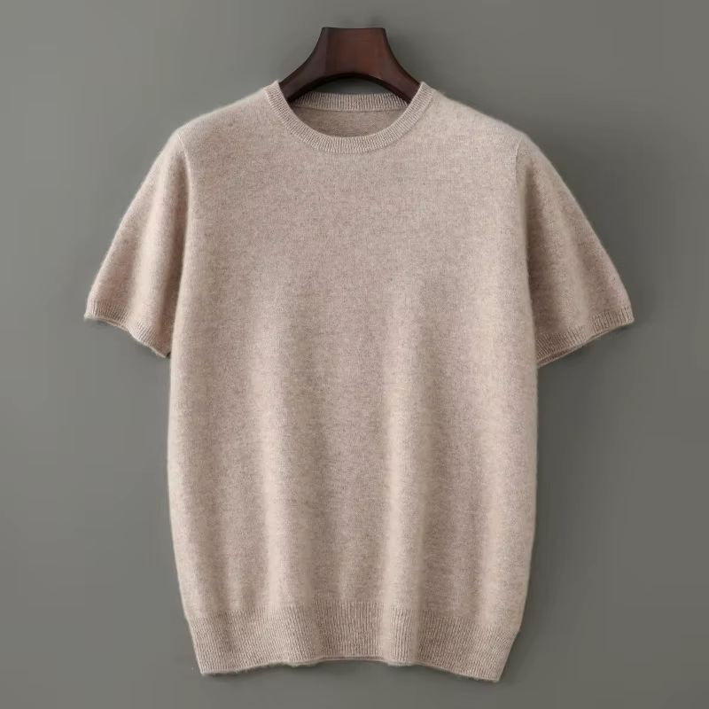 Lancement du nouveau produit: pull tricoté à manches courtes et col rond pour hommes, 100% laine mér