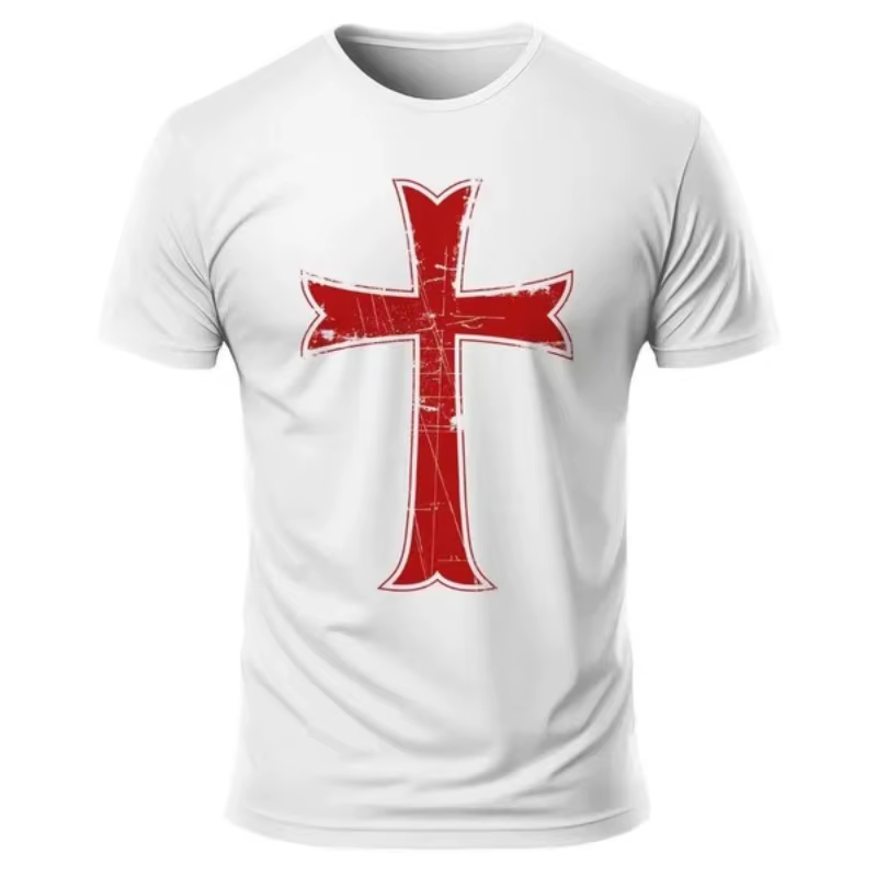 Croisé croix rouge chevaliers templier foi chrétienne graphique T-Shirt à manches courtes col rond h