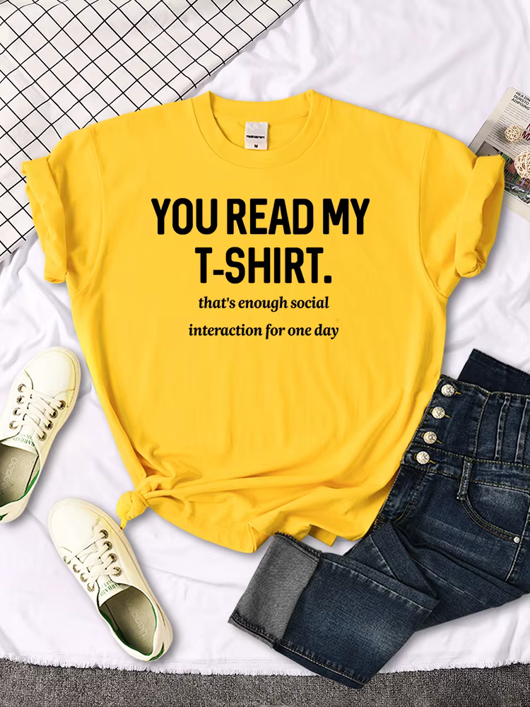 T-shirt You Read My pour femmes, col rond, créatif, décontracté, essentiel, tendance de la mode, con