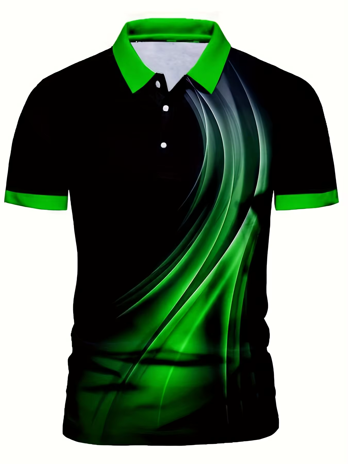 Polo à manches courtes contrastant avec imprimé abstrait, col vert, pour homme, idéal pour le golf e