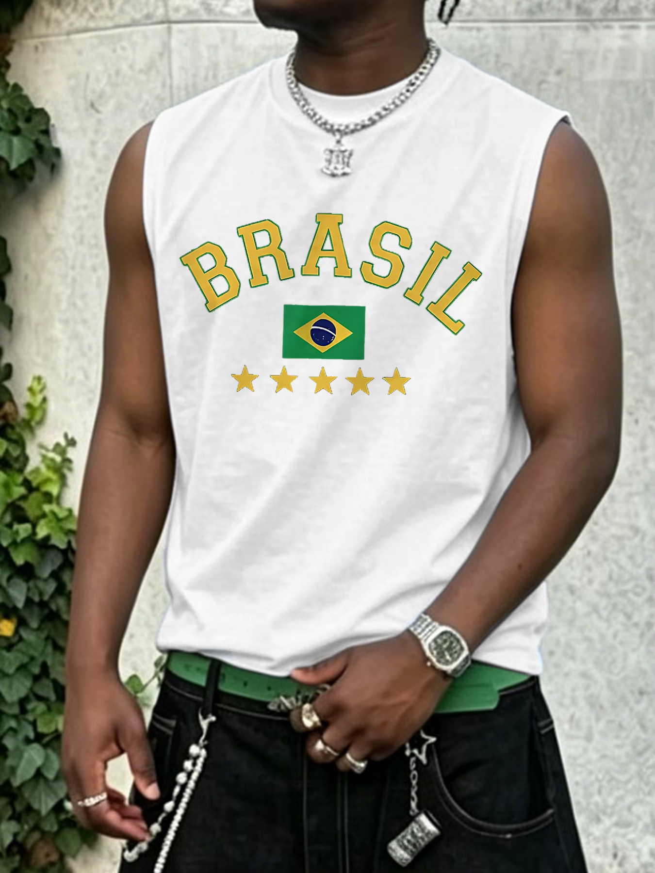 Débardeur d'été pour homme, style rétro américain, imprimé : streetwear, style hip-hop, coupe ample,