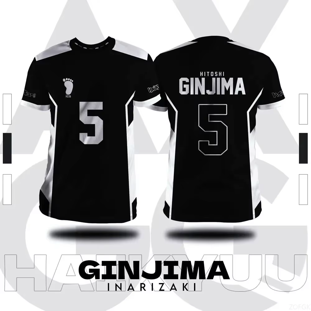 T-shirt d'été pour hommes, grande taille, imprimé en 3D, Haikyuu Inarizaki, motif de dessin animé Co