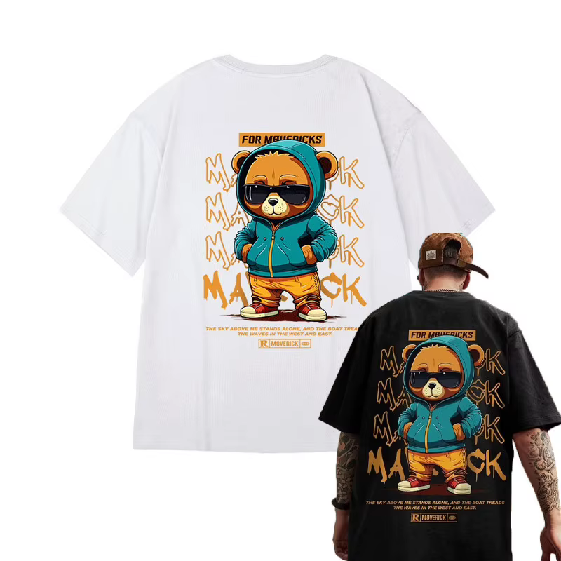 M-8XL hommes T-Shirt surdimensionné ample mode américaine Vintage lunettes de soleil ours imprimé T-