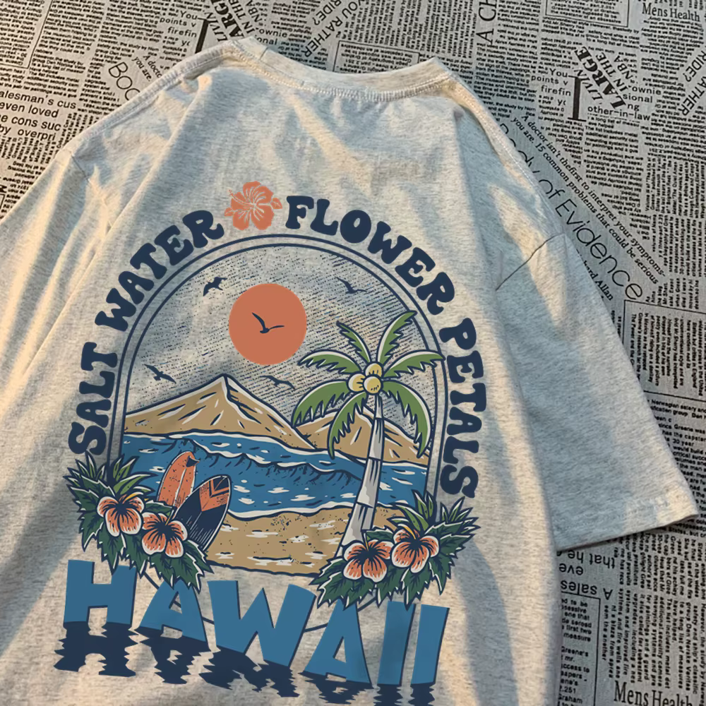 Eau salée pétales de fleurs Hawaii t-shirts hommes femmes décontracté Sweat t-shirts décontracté cot
