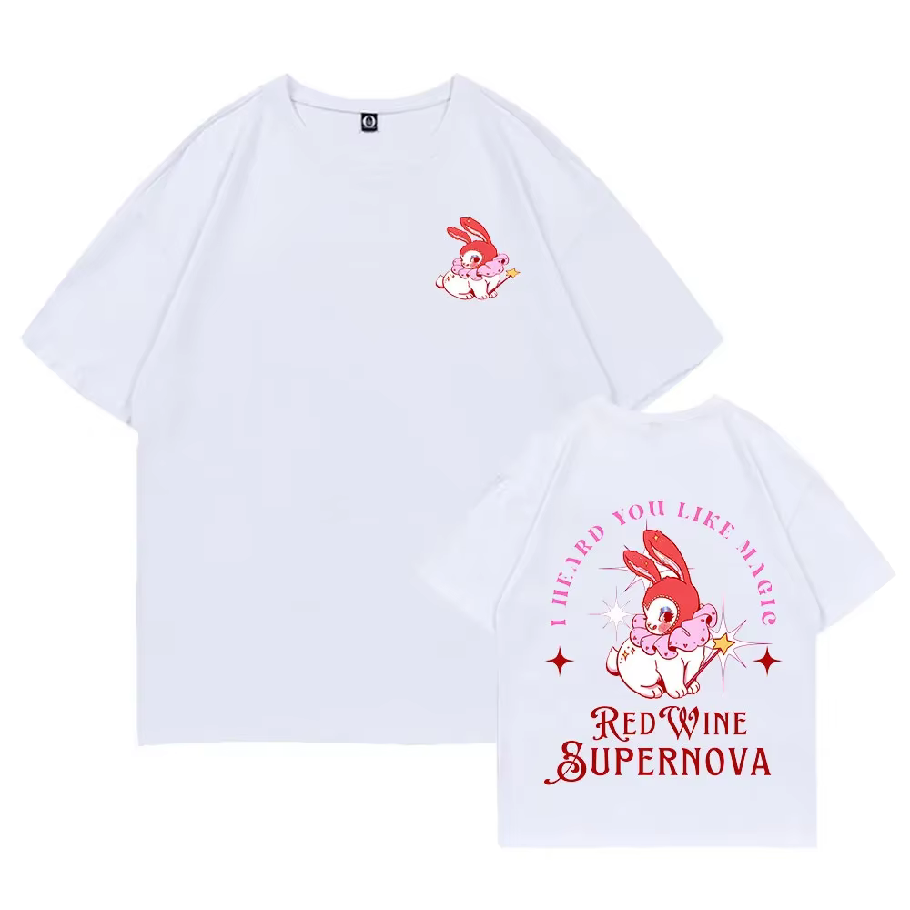 T-shirt manches courtes homme/femme, streetwear estival en coton, avec image de vin rouge, Smile Nov