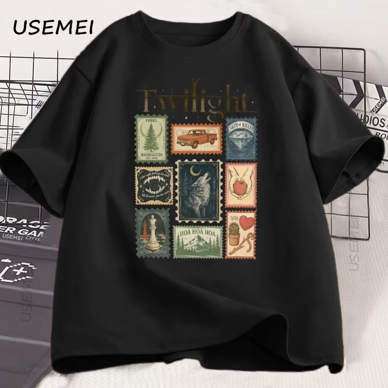 Vintage crépuscule fourchettes T-shirt livre amant coton hommes femmes T-shirt unisexe vêtements été