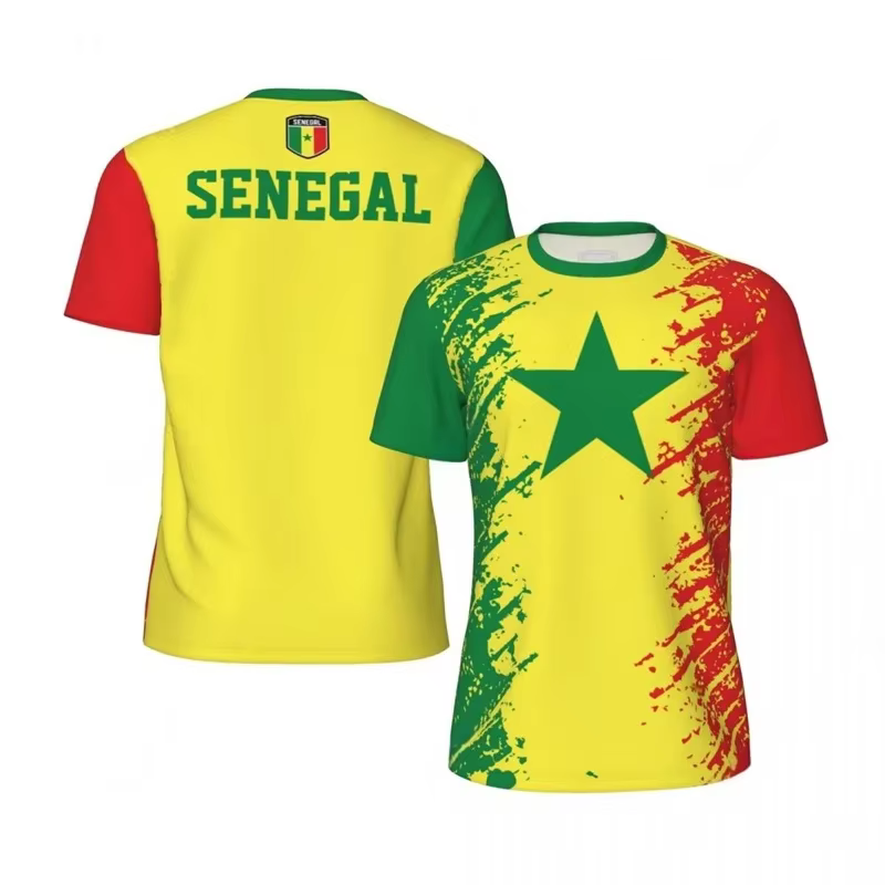 T-shirt de sport respirant à séchage rapide pour homme, imprimé 3D drapeau du Sénégal, maillot de fo