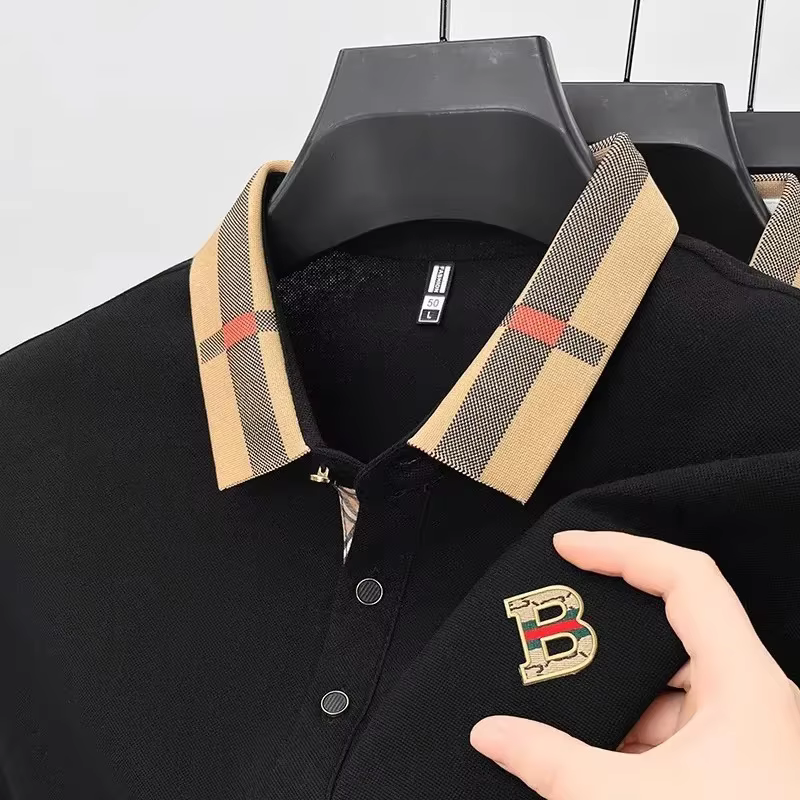 Polo à manches courtes de marque de luxe pour hommes, nouveau t-shirt Paul en coton et soie respiran