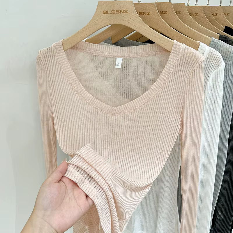 Nouveau T-shirt transparent et léger pour femme, style décontracté, col en V, protection solaire, ma