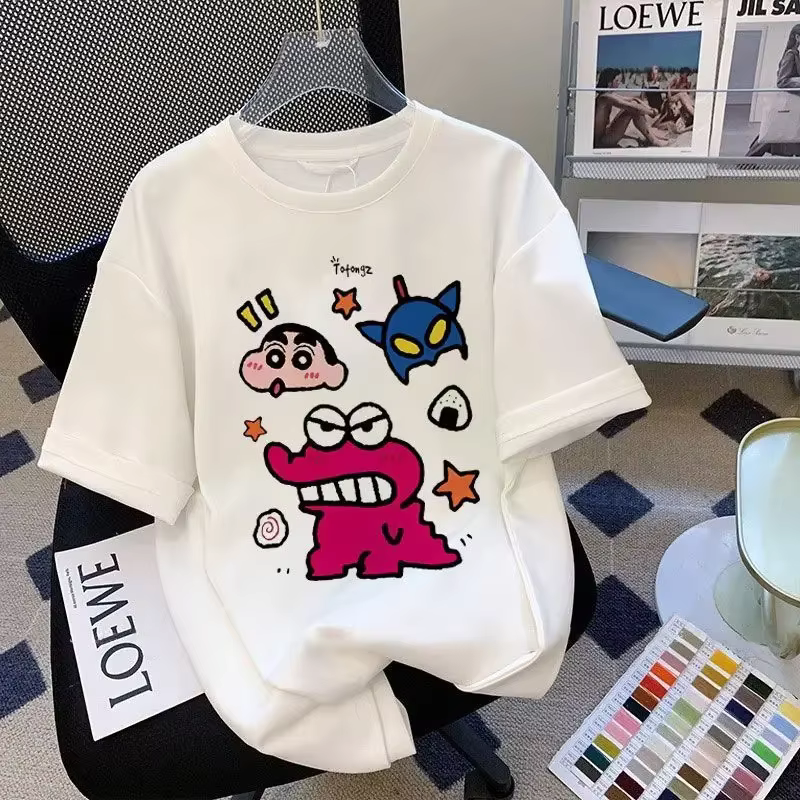 Crayon Shin Chan 100% pur coton japonais imprimé T-shirt à manches courtes pour les femmes été nouve