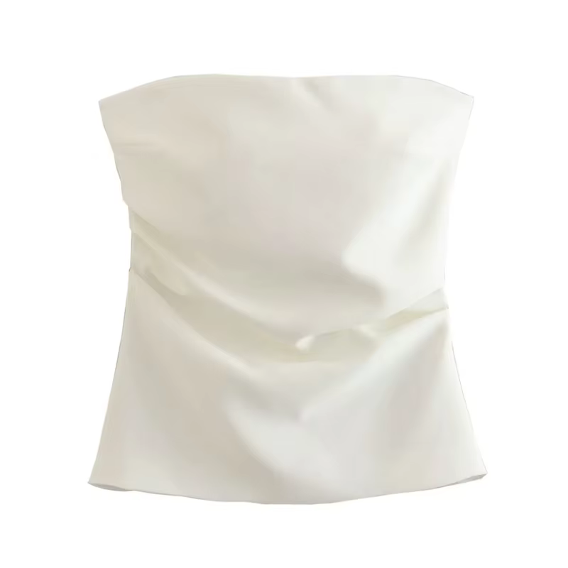 MUJER 2025 femmes bustier tubulaire blanc noir épaules nues haut court femme rose sans manches dos n