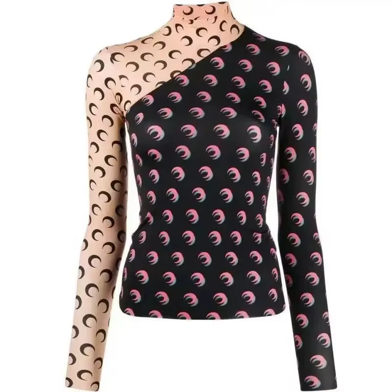 T-shirt décontracté à manches longues pour femme, imprimé lune, superposé, protection UV, coupe ajus